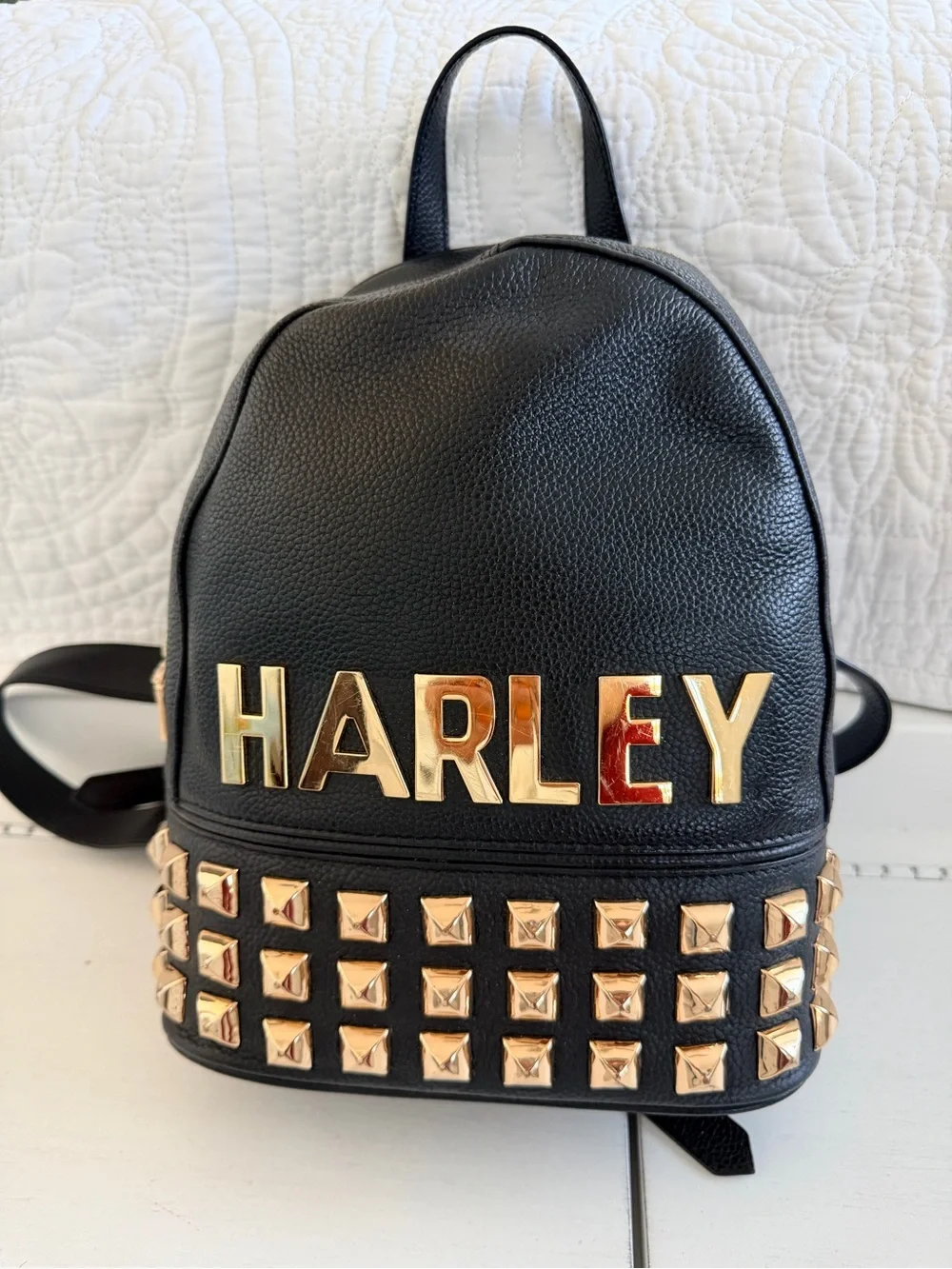 Harley Davidson Black Mini Backpack with Gold Stud Accents (RARE)